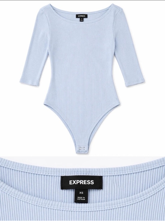 Express Tops - Express Blue Ribbed Scoop Neck Bodysuit Size XS